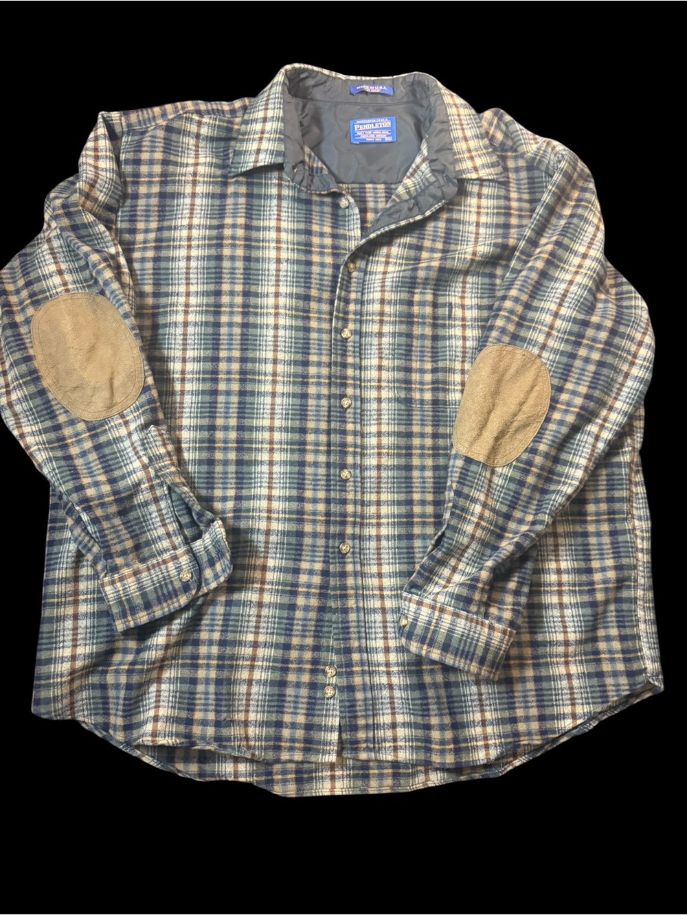 Vintage Pendleton 100% wool Trail shirt - Mens Size XXL Suede elbow patches USA